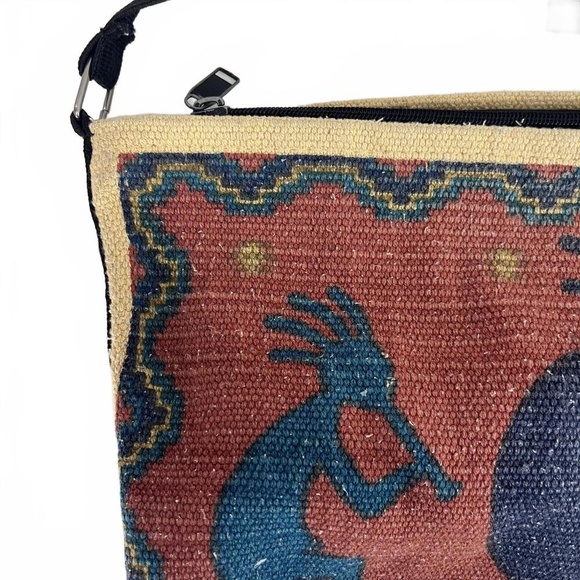 Yoki Artisan Woven Shoulder Bag Colorful Tribal Print Canvas Zipper Closure Bag - Picture 2 of 9